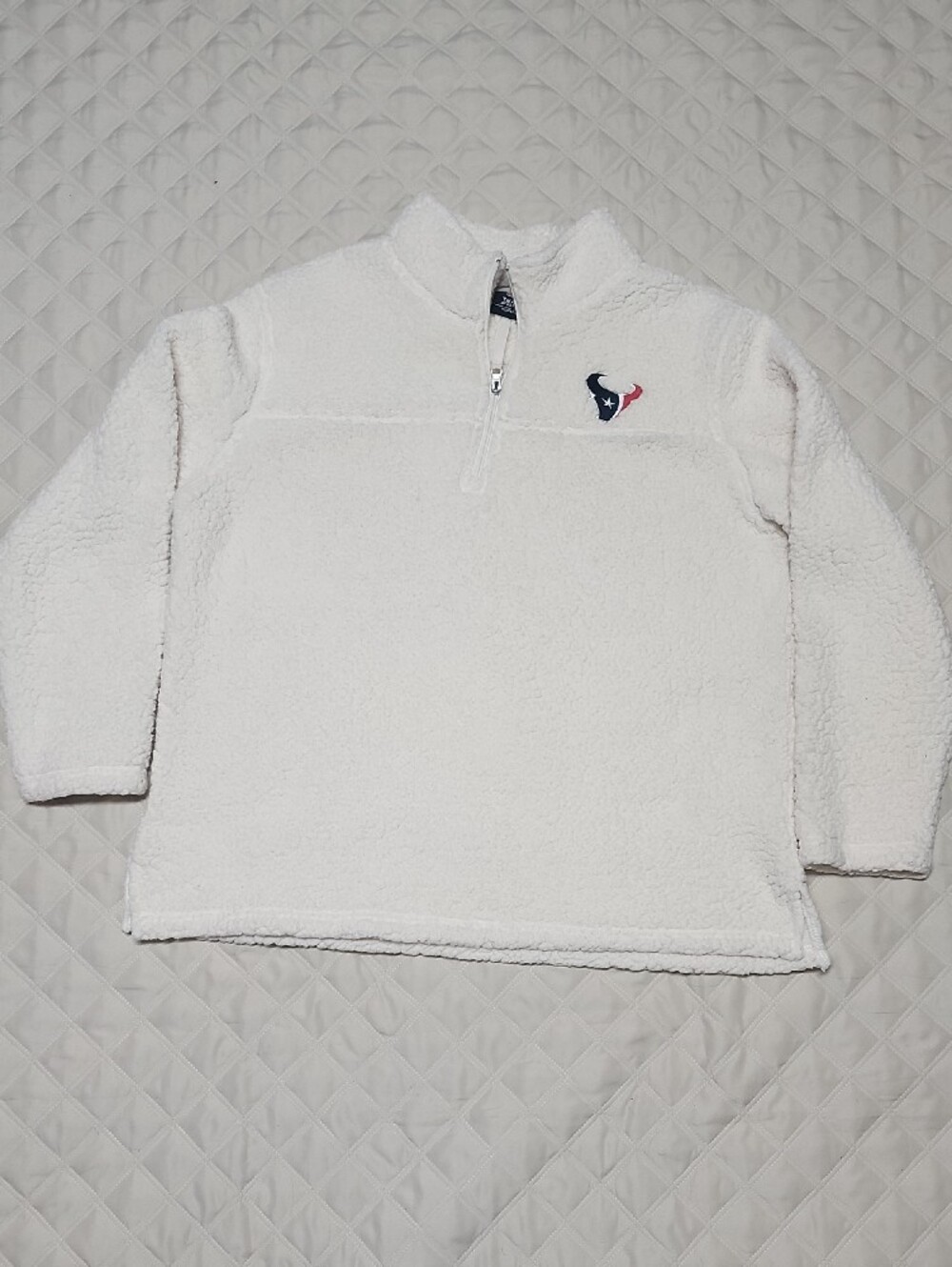 NFL Team Apparel Houston Texans White Sherpa Fleece Quarter Zip Pullover Womens